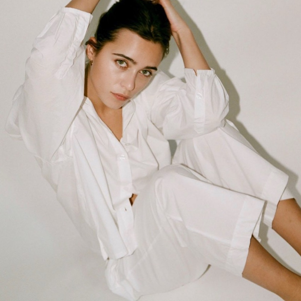 TENSIONE Lounge pants  in White Cotton Wide Leg  size M